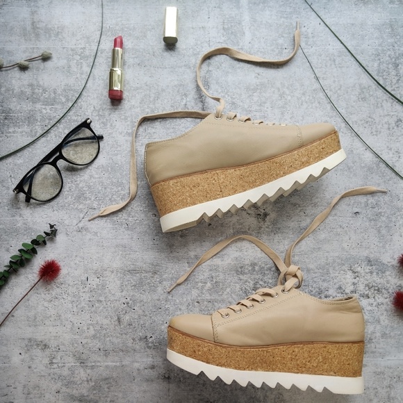 Steve Madden Shoes - STEVE MADDEN Korrie leather platform sneaker nude